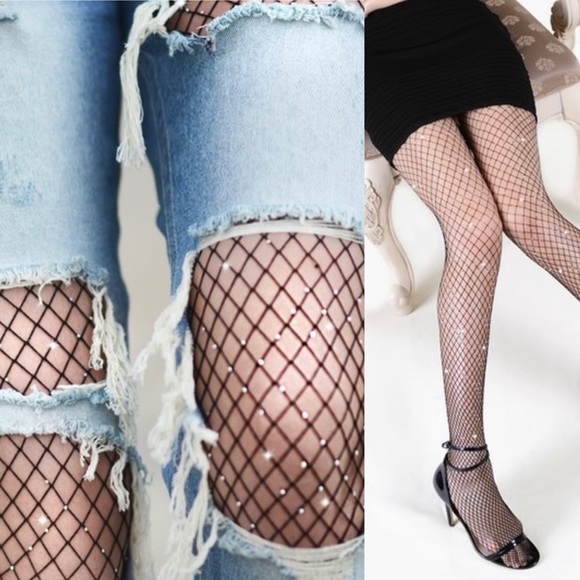 Killer Legs Accessories - Rhinestone Fishnet Stockings